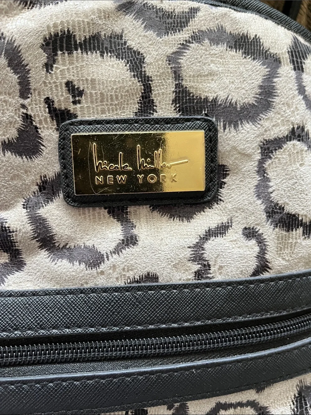 Nicole Miller New York Carry On Tote- grey black cheetah print